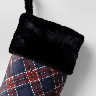 20" Christmas Plaid Stocking With Cuff Dark Blue - Wondershop™ 2 20" Christmas Plaid Stocking With Cuff Dark Blue - Wondershop™ - Image 2