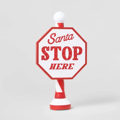 Santa Stop Here LED Tabletop Sign Red/White - Wondershop™ 1 Santa Stop Here LED Tabletop Sign Red/White - Wondershop™