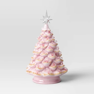 14" Christmas Vintage Pink With Gold Foil Ceramic Tree - Wondershop™ 2 14" Christmas Vintage Pink With Gold Foil Ceramic Tree - Wondershop™ - Image 2