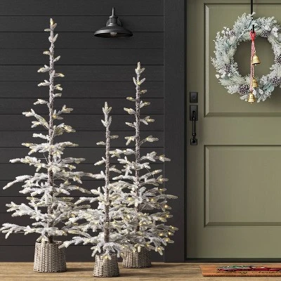 Pre-lit Flocked Balsam Fir Artificial Christmas Tree With Basket Base Warm White LED Lights - Wondershop™ 1 Pre-lit Flocked Balsam Fir Artificial Christmas Tree With Basket Base Warm White LED Lights - Wondershop™