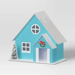 12pc Battery Operated Glittered Paper Christmas Village Set With Bottle Brush Trees And Snowmen - Wondershop™ White/Pink/Blue -Wondershop Shop GUEST 0f7ca497 c6ea 48bd 88b4 94b3913c97ef