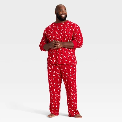 Men's Santa Print Ribbed Long Sleeve Holiday Matching Family Pajama Shirt - Wondershop™ Red 2 Men's Santa Print Ribbed Long Sleeve Holiday Matching Family Pajama Shirt - Wondershop™ Red - Image 2