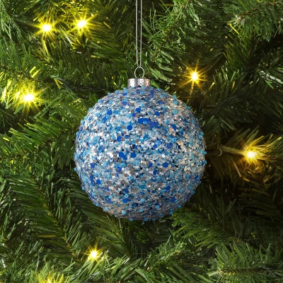 4" Christmas Chunkey Glitter Ball Ornament Dark Blue - Wondershop™ 1 4" Christmas Chunkey Glitter Ball Ornament Dark Blue - Wondershop™