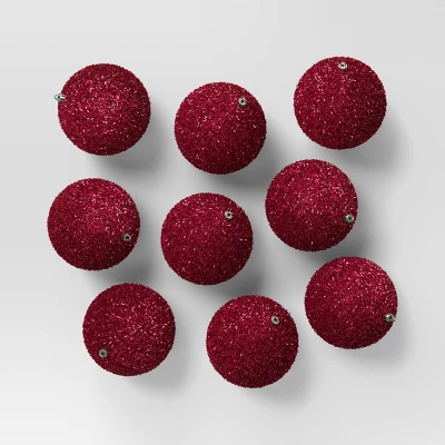 9ct 80mm Christmas Flocked Ball Ornament Set - Wondershop™ 9 9ct 80mm Christmas Flocked Ball Ornament Set - Wondershop™ - Image 9