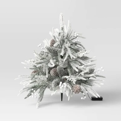 28" Pre-Lit Christmas Mixed Artificial Flocked Greenery With Ground Stake - Wondershop™ 2 28" Pre-Lit Christmas Mixed Artificial Flocked Greenery With Ground Stake - Wondershop™ - Image 2