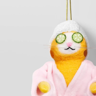 Christmas Felted Wool Cat Ornament Robe - Wondershop™ 2 Christmas Felted Wool Cat Ornament Robe - Wondershop™ - Image 2