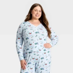 Women's "Tis The Ski-son!" Cozy Knit Long Sleeve Henley Holiday Matching Family Pajama Shirt - Wondershop™ Blue -Wondershop Shop GUEST 1cef92f0 85b0 47e1 b76b d6ef900e7d86