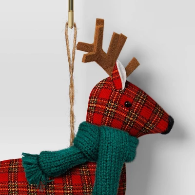 Christmas Fabric Deer Ornament Red Plaid - Wondershop™ 2 Christmas Fabric Deer Ornament Red Plaid - Wondershop™ - Image 2