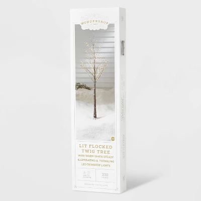 6ft LED Dew Drop Brown Flocked Twig Tree LED Christmas Novelty Sculpture Light Warm White - Wondershop™ 1 6ft LED Dew Drop Brown Flocked Twig Tree LED Christmas Novelty Sculpture Light Warm White - Wondershop™