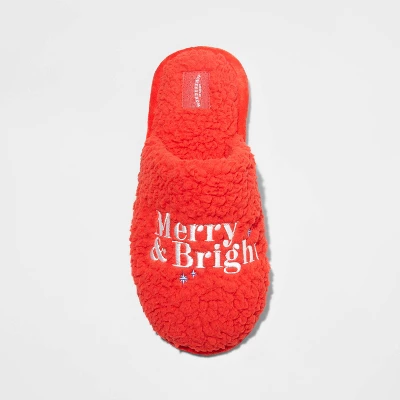 Women's Holiday Merry & Bright Scuff Slippers - Wondershop™ Red 2 Women's Holiday Merry & Bright Scuff Slippers - Wondershop™ Red - Image 2
