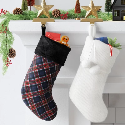 20" Christmas Plaid Stocking With Cuff Dark Blue - Wondershop™ 1 20" Christmas Plaid Stocking With Cuff Dark Blue - Wondershop™