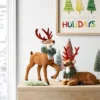 Flocked Standing Deer With Faux Greenery Christmas Animal Figurine - Wondershop™ Brown