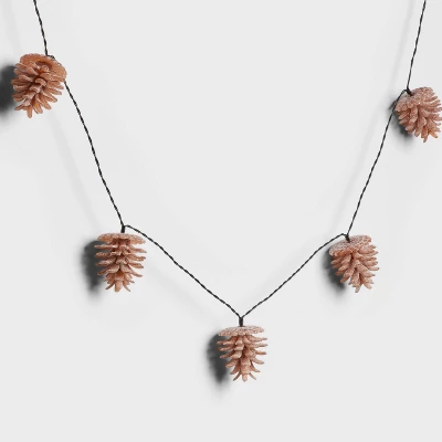 10ct LED Battery Operated Sugared Pinecone Christmas Indoor/Outdoor Novelty String Lights Warm White With Green Wire - Wondershop™ 2 10ct LED Battery Operated Sugared Pinecone Christmas Indoor/Outdoor Novelty String Lights Warm White With Green Wire - Wondershop™ - Image 2