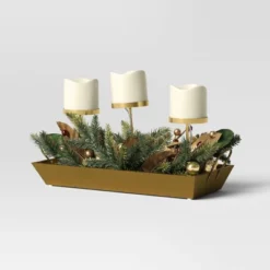 Battery Operated Flameless Pillar Candle And Candle Holder In Gold Tray With Faux Christmas Greenery - Wondershop™ 5 Battery Operated Flameless Pillar Candle And Candle Holder In Gold Tray With Faux Christmas Greenery - Wondershop™ -Wondershop Shop GUEST 2fceadbe de27 4776 b1a6 ec09060a1791