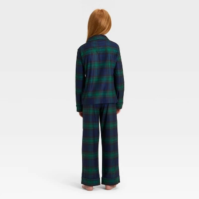 Kids' Plaid Long Sleeve Shirt And Pants Holiday Matching Family Pajama Set - Wondershop™ Navy Blue 1 Kids' Plaid Long Sleeve Shirt And Pants Holiday Matching Family Pajama Set - Wondershop™ Navy Blue