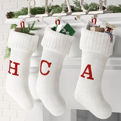 Knit Monogram Christmas Stocking White - Wondershop™ 1 Knit Monogram Christmas Stocking White - Wondershop™