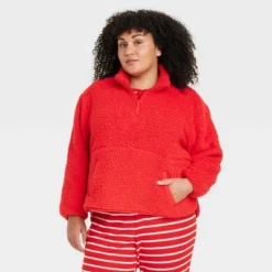Women's Faux Shearling Matching Family Half Zip Pullover - Wondershop™ Red -Wondershop Shop GUEST 361f6692 e949 4785 88d7 e01c6d6c7bed