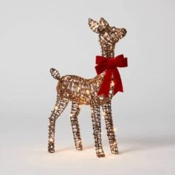 LED Faux Rattan Fawn With Red Bow Christmas Novelty Sculpture Light - Wondershop™ -Wondershop Shop GUEST 452f3118 833b 449c 8777 afc91f3b2845