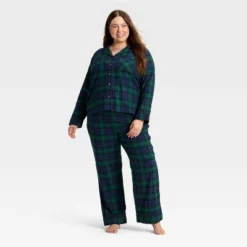 Women's Plaid Flannel Long Sleeve Shirt And Pants Holiday Matching Family Pajama Set - Wondershop™ Navy Blue -Wondershop Shop GUEST 461cf299 f9d7 43b2 9e71 de216c6079d3