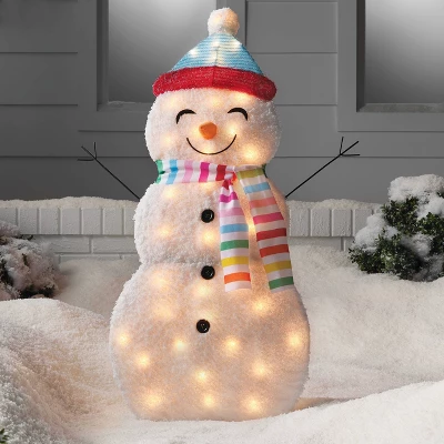 36" Incandescent Fabric Snowman Christmas Novelty Sculpture Light White - Wondershop™ 1 36" Incandescent Fabric Snowman Christmas Novelty Sculpture Light White - Wondershop™