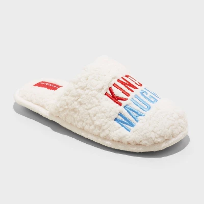 Women's Holiday Kinda Naughty Kinda Nice Scuff Slippers - Wondershop™ Cream 2 Women's Holiday Kinda Naughty Kinda Nice Scuff Slippers - Wondershop™ Cream - Image 2