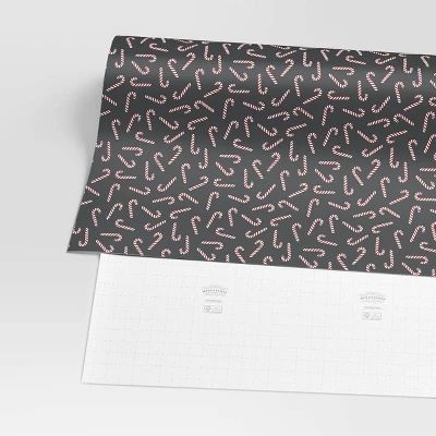 40" 220 Sq Ft Christmas Roll Wrap Candy Canes On Black - Wondershop™ 2 40" 220 Sq Ft Christmas Roll Wrap Candy Canes On Black - Wondershop™ - Image 2