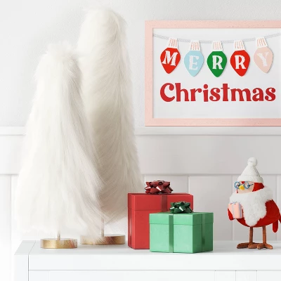 24" Faux Fur Christmas Tree Sculpture - Wondershop™ White 1 24" Faux Fur Christmas Tree Sculpture - Wondershop™ White