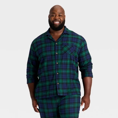 Men's Plaid Flannel Long Sleeve Shirt And Pants Holiday Matching Family Pajama Set - Wondershop™ Navy Blue 2 Men's Plaid Flannel Long Sleeve Shirt And Pants Holiday Matching Family Pajama Set - Wondershop™ Navy Blue - Image 2