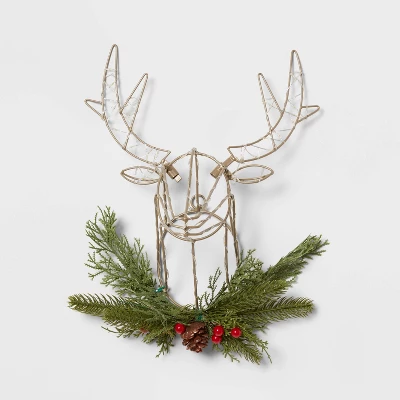 LED Dewdrop Deer Head With Faux Greenery Christmas Novelty Silhouette Light - Wondershop™ 2 LED Dewdrop Deer Head With Faux Greenery Christmas Novelty Silhouette Light - Wondershop™ - Image 2