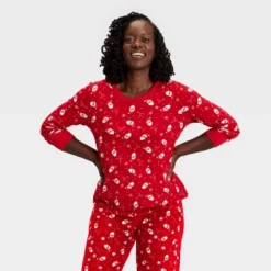 Women's Santa Print Ribbed Long Sleeve Holiday Matching Family Pajama Shirt - Wondershop™ Red -Wondershop Shop GUEST 65adab42 0d8c 4997 a75e ee11145fdeee