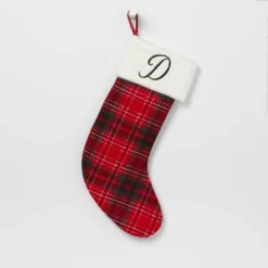 20" Plaid Monogram Christmas Holiday Stocking With Faux Fur Cuff Red/Green/White - Wondershop™ -Wondershop Shop GUEST 6930a560 ae47 43b4 98c0 6f29304a5ebb