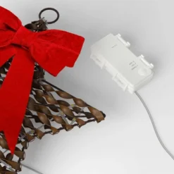 30ct Battery Operated Christmas Hanging Twisted Faux Rattan Star With Red Velvet Bow - Warm White Lights - Wondershop™ -Wondershop Shop GUEST 6ab43f64 a325 4d29 b3c7 108e287e4eee