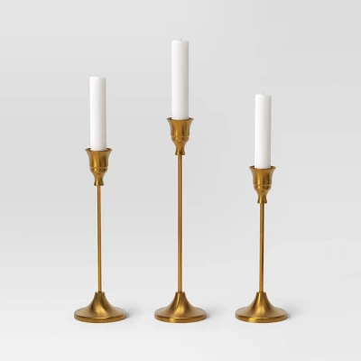 3pc Taper Metal Christmas Candle Holder Set Gold - Wondershop™ 2 3pc Taper Metal Christmas Candle Holder Set Gold - Wondershop™ - Image 2