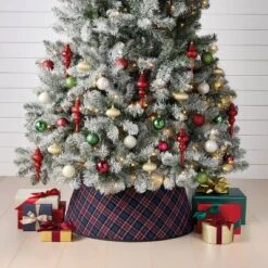 Christmas Roll Up Plaid Tree Collar Blue - Wondershop™