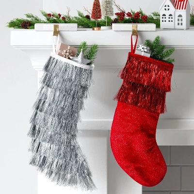 20" Christmas Tinsel Stocking Silver - Wondershop™ 1 20" Christmas Tinsel Stocking Silver - Wondershop™