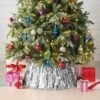 Christmas Mirrored Metallic Fringe Fabric Tree Collar Silver - Wondershop™