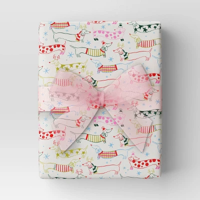 30” 20 Sq Ft Christmas Roll Wrap Dachshunds In Sweaters And Scarves - Wondershop™ 1 30” 20 Sq Ft Christmas Roll Wrap Dachshunds In Sweaters And Scarves - Wondershop™