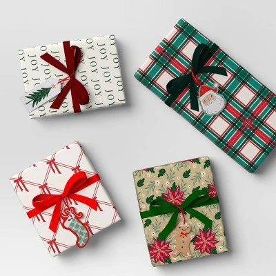 4 Pk Christmas Velvet Ribbon Gift Packaging Accessories Red/Green - Wondershop™ 1 4 Pk Christmas Velvet Ribbon Gift Packaging Accessories Red/Green - Wondershop™