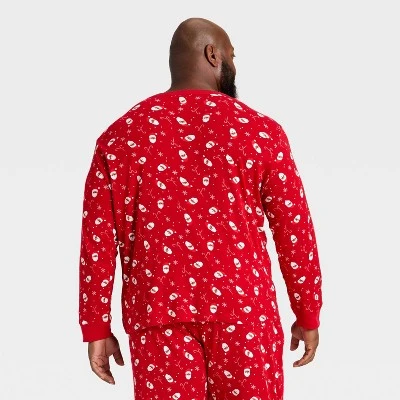 Men's Santa Print Ribbed Long Sleeve Holiday Matching Family Pajama Shirt - Wondershop™ Red 1 Men's Santa Print Ribbed Long Sleeve Holiday Matching Family Pajama Shirt - Wondershop™ Red
