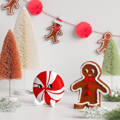 Christmas Felt Duo Figural Peppermint And Gingerbread Man - Wondershop™ 1 Christmas Felt Duo Figural Peppermint And Gingerbread Man - Wondershop™