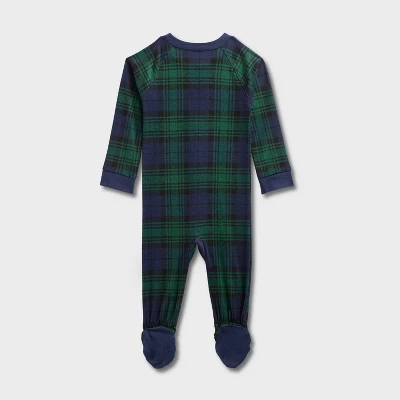 Baby Plaid Ribbed Holiday Matching Family Footed Pajamas - Wondershop™ Green 1 Baby Plaid Ribbed Holiday Matching Family Footed Pajamas - Wondershop™ Green