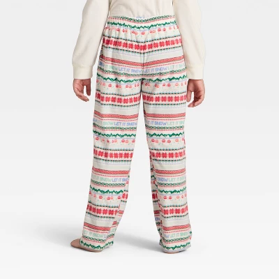 Kids' "Let It Snow" Fair Isle Microfleece Holiday Matching Family Pajama Pants - Wondershop™ Cream 2 Kids' "Let It Snow" Fair Isle Microfleece Holiday Matching Family Pajama Pants - Wondershop™ Cream - Image 2