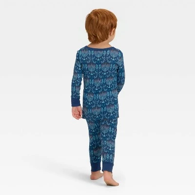 Toddler Hanukkah Ribbed Long Sleeve Shirt And Pants Holiday Matching Family Pajama Set - Wondershop™ Blue 1 Toddler Hanukkah Ribbed Long Sleeve Shirt And Pants Holiday Matching Family Pajama Set - Wondershop™ Blue