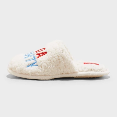 Women's Holiday Kinda Naughty Kinda Nice Scuff Slippers - Wondershop™ Cream 1 Women's Holiday Kinda Naughty Kinda Nice Scuff Slippers - Wondershop™ Cream