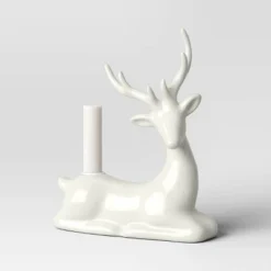 8.25" Taper Crackled Ceramic Deer Christmas Candle Holder White - Wondershop™ -Wondershop Shop GUEST 9e94e409 2e85 4313 a7dd f2b16fdd0709