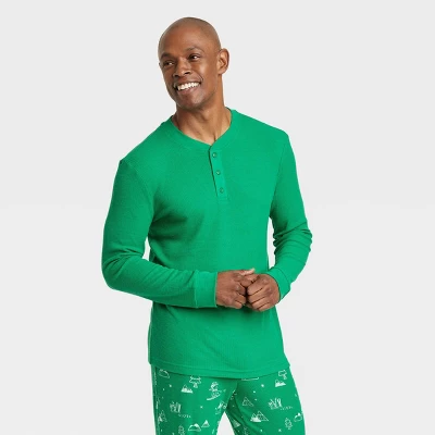 Men's Matching Family Thermal Pajama Button-Down Shirt - Wondershop™ Green 3 Men's Matching Family Thermal Pajama Button-Down Shirt - Wondershop™ Green - Image 3