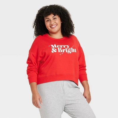 Women's Merry & Bright Matching Family Sweatshirt - Wondershop™ Red 4 Women's Merry & Bright Matching Family Sweatshirt - Wondershop™ Red - Image 4