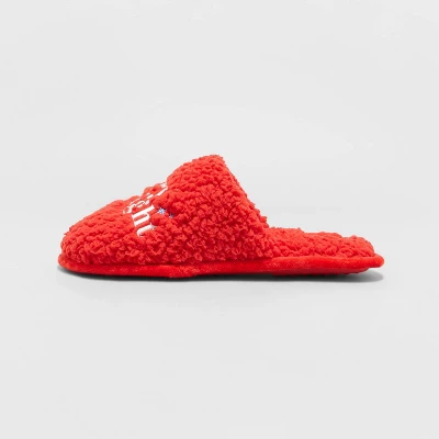 Women's Holiday Merry & Bright Scuff Slippers - Wondershop™ Red 1 Women's Holiday Merry & Bright Scuff Slippers - Wondershop™ Red