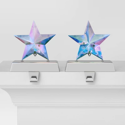 2pk Christmas Lit Iridescent Star Stocking Holder - Wondershop™ 2 2pk Christmas Lit Iridescent Star Stocking Holder - Wondershop™ - Image 2
