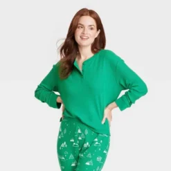 Women's Matching Family Thermal Pajama Top - Wondershop™ Green -Wondershop Shop GUEST a6442f58 85fa 42be 8bde f38f13d09415